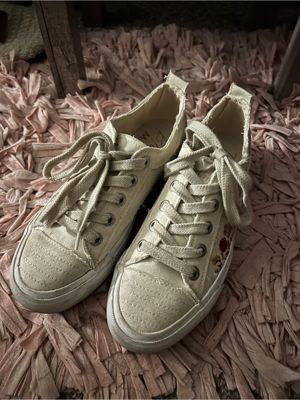 Blowfish Cream Canvas Lace-Up Sneakers